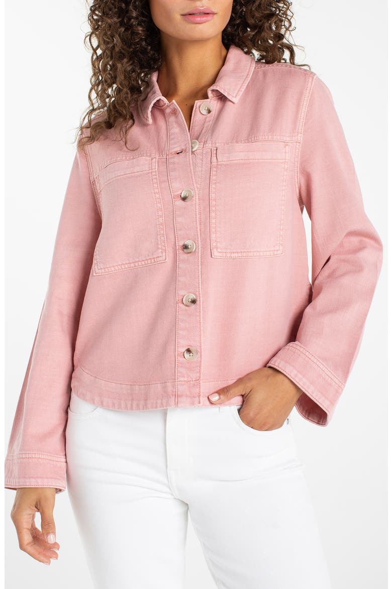 High/Low Denim Shacket, Main, color, MISTY BLUSH