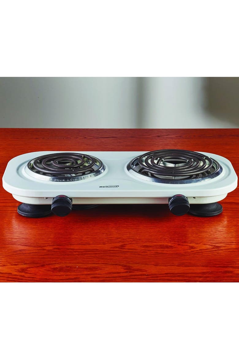 Electric Double Burner, Alternate, color, White