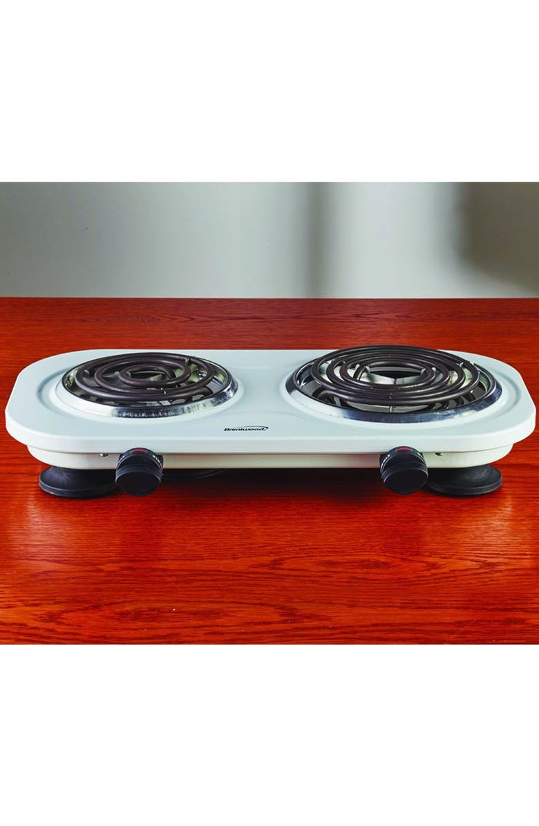 Brentwood Electric Double Burner, Alternate, color, White