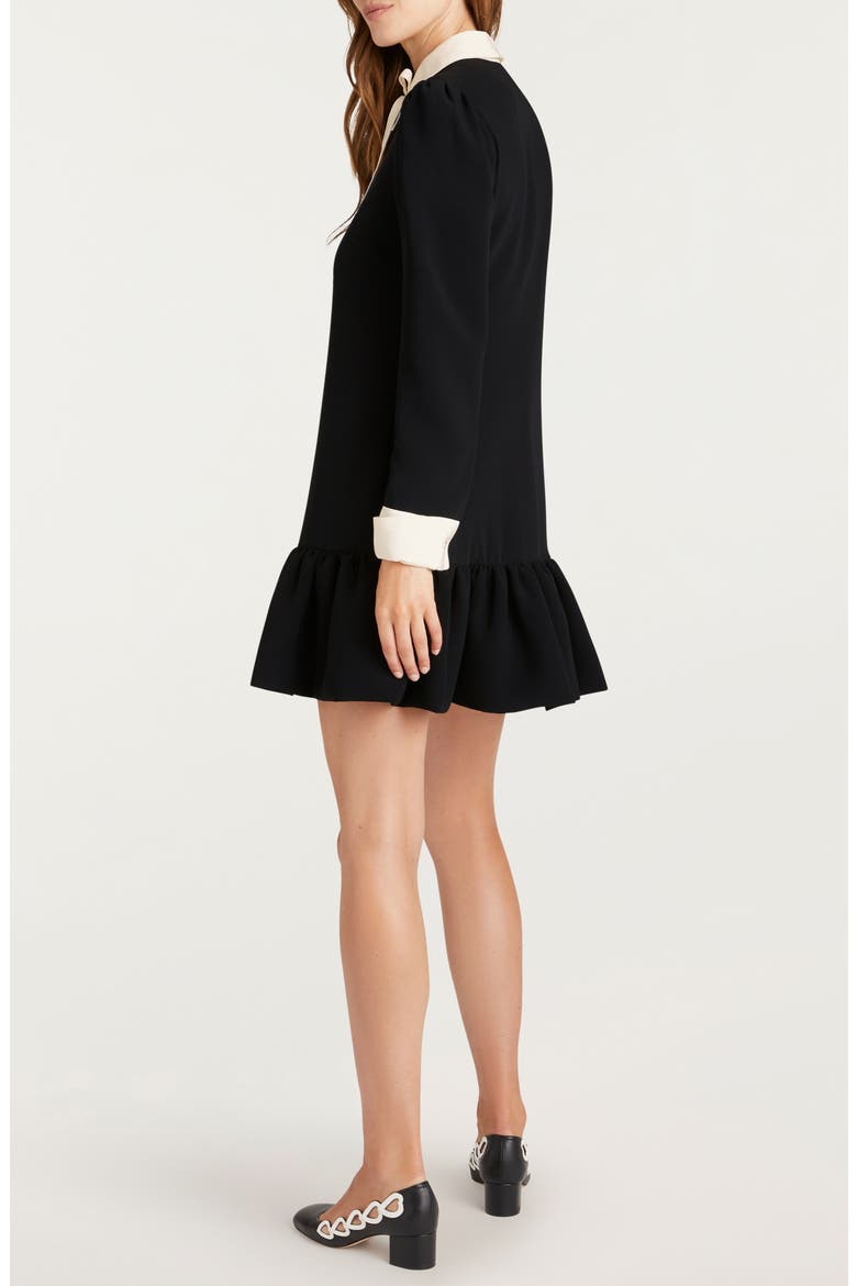 Cala Tie Neck Long Sleeve Shift Dress, Alternate, color, BLACK/ IVORY