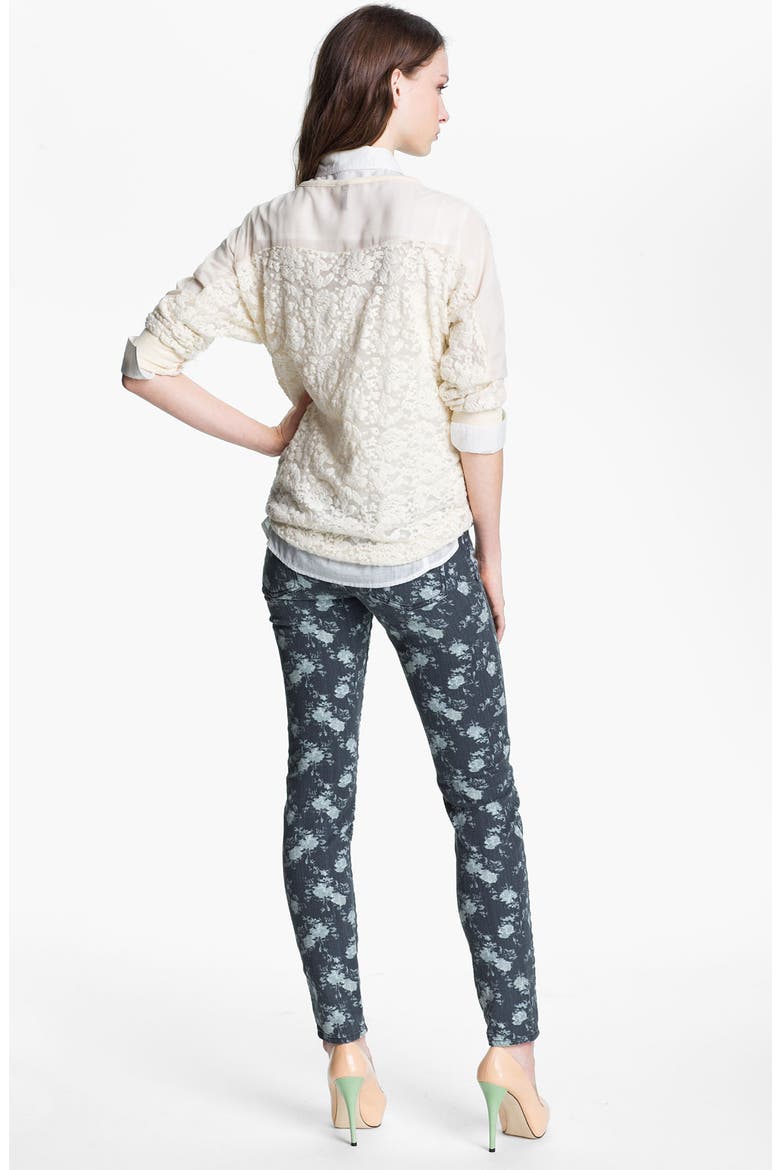 'Diana' Floral Skinny Jeans, Alternate, color, GREY