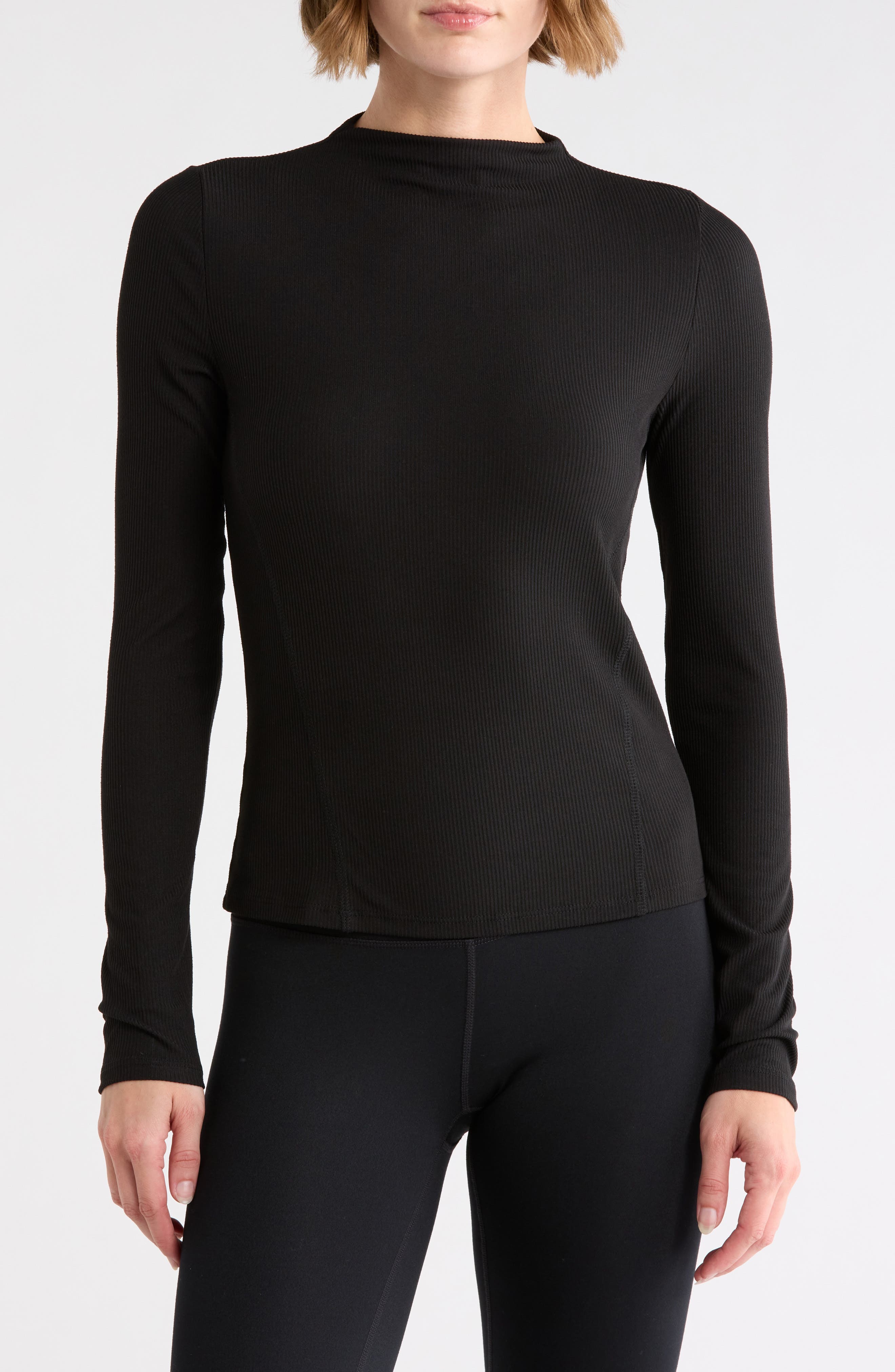 Glow Rib Mock Neck Top