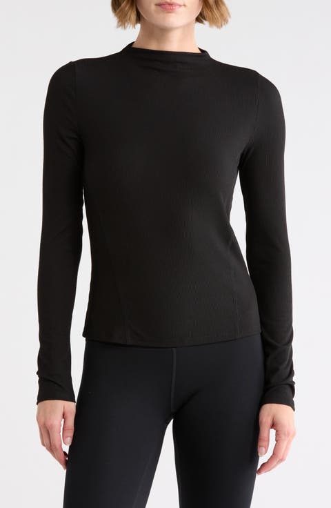 Glow Rib Mock Neck Top