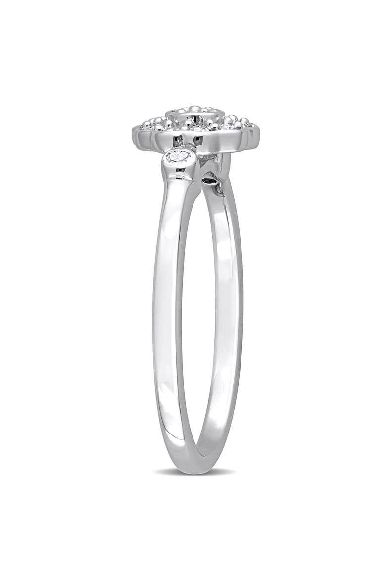 Diamond Flower Ring Sterling Silver, Alternate, color, Sterling Silver