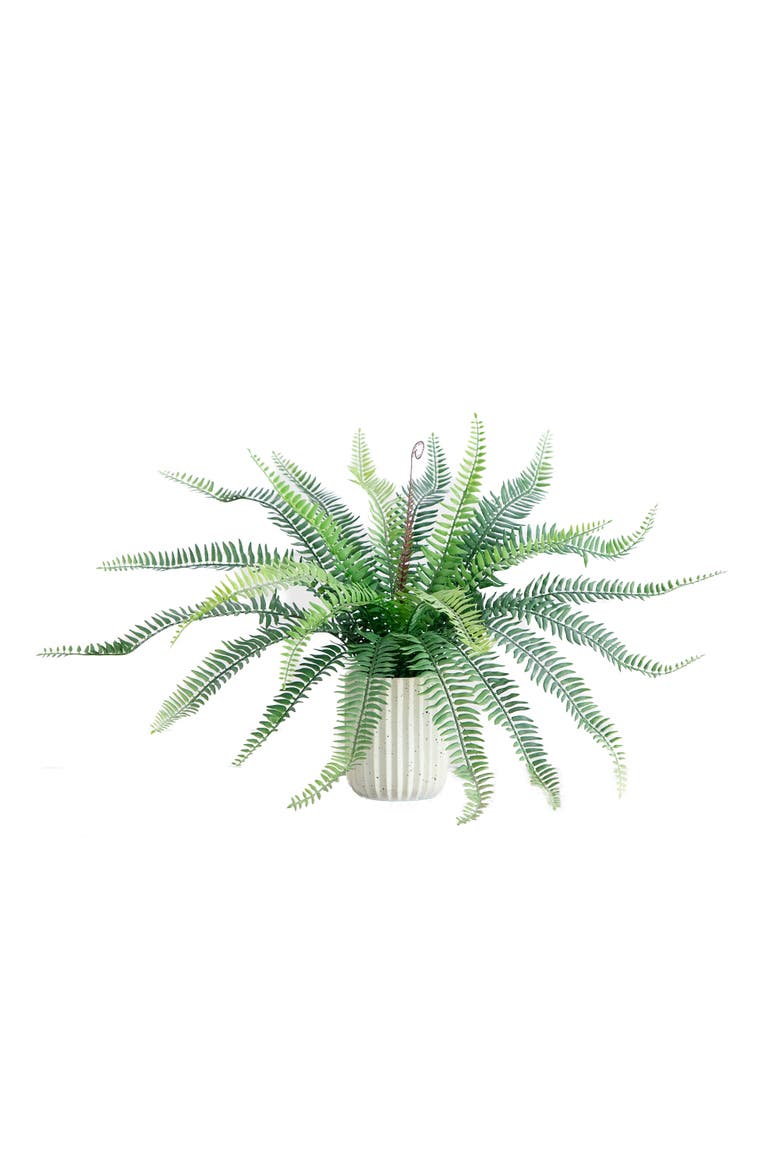 16-in Artificial Boston Fern Plant in Decorative Cement Planter, Main, color, Green