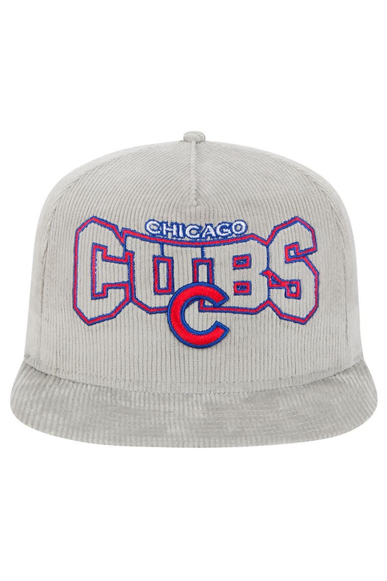 Men's New Era Gray Chicago Cubs Corduroy Golfer Snapback Hat, Alternate, color, Gray