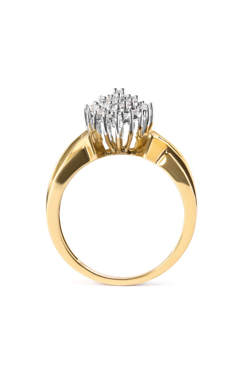 Haus of Brilliance 10K Yellow Gold 1 Cttw Diamond Pear Shaped Cluster Cocktail Ring, Alternate, color, Yellow