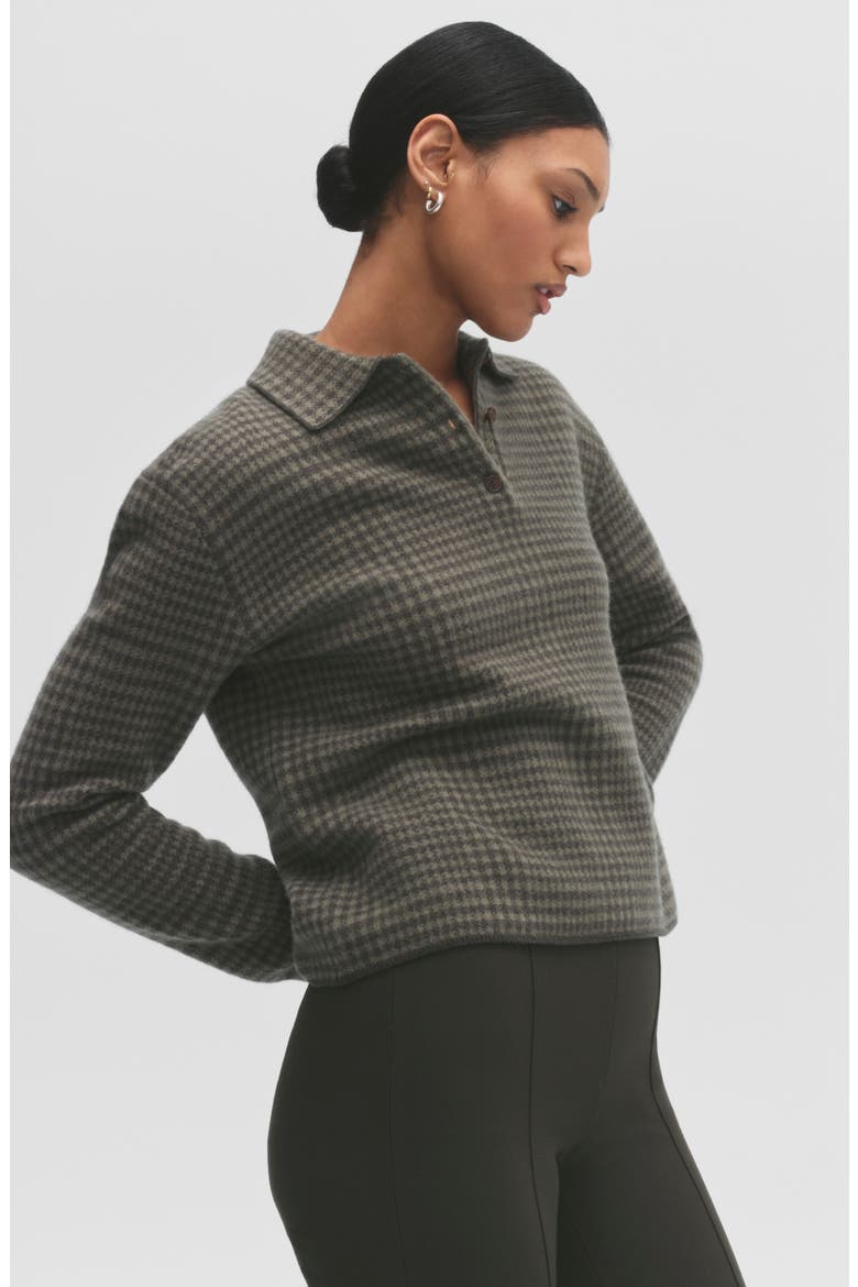 Long Sleeve Check Polo Sweater, Alternate, color, ARTICHOKE/ DK THYME