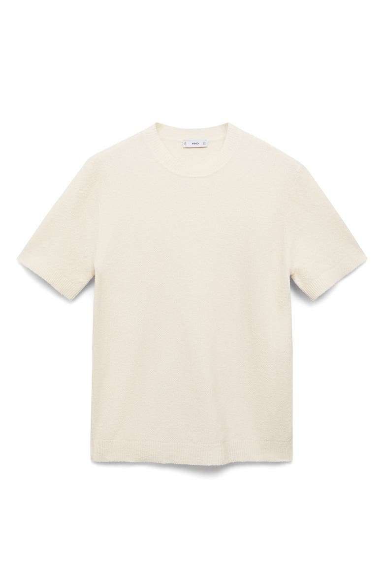 MANGO Short Sleeve Textured Cotton Blend Crewneck Sweater, Alternate, color, 