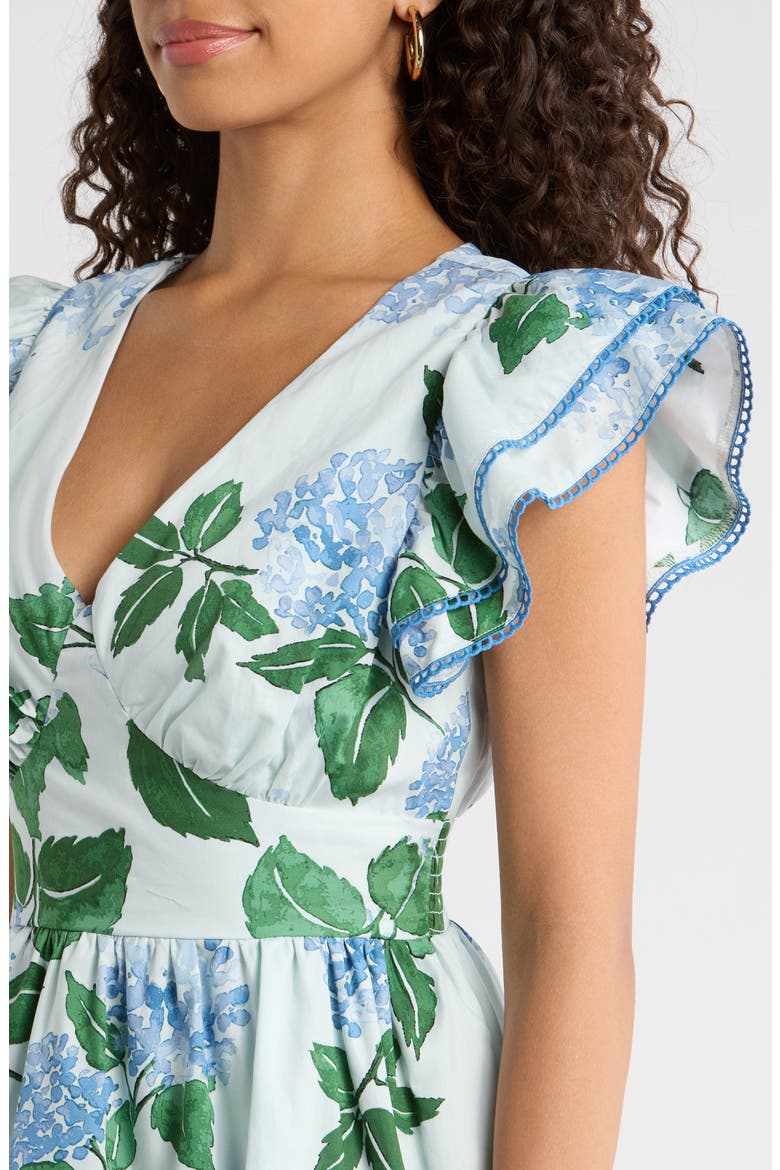 Mirla Floral Ruffle Minidress, Alternate, color, BLUE-GREEN-MULTI