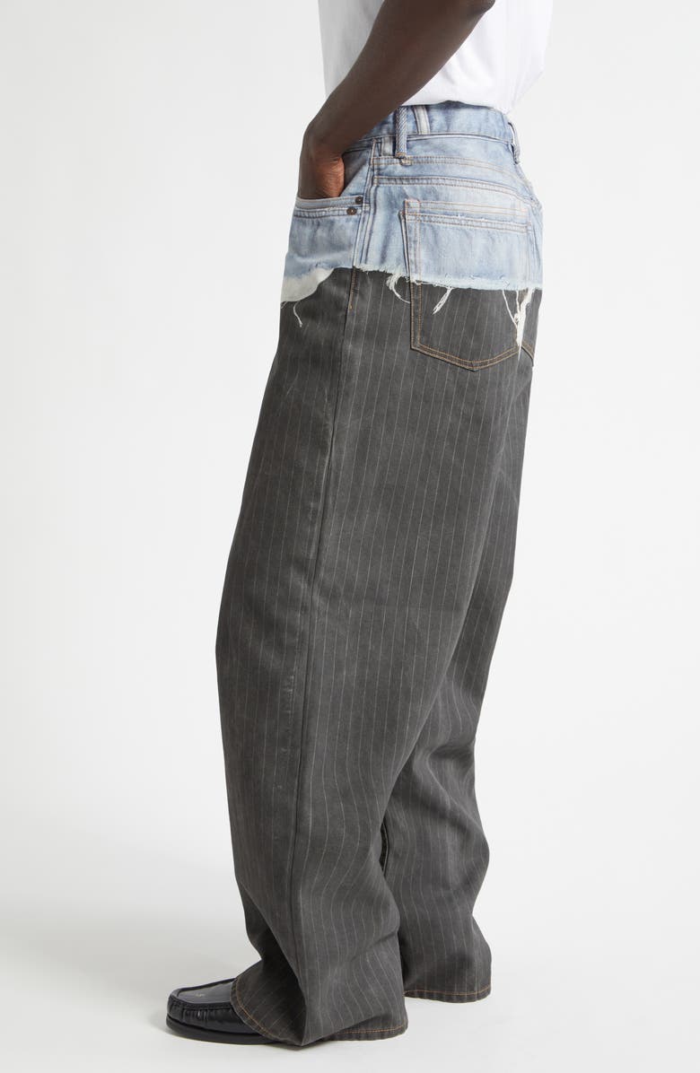 Acne Studios 1981 Loose Fit Trompe l'Oeil Pinstripe Jeans, Alternate, color, Blue/ Black