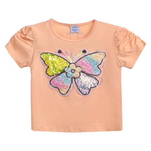 Mimi Tutu Butterfly-appliqué T-shirt In Peach