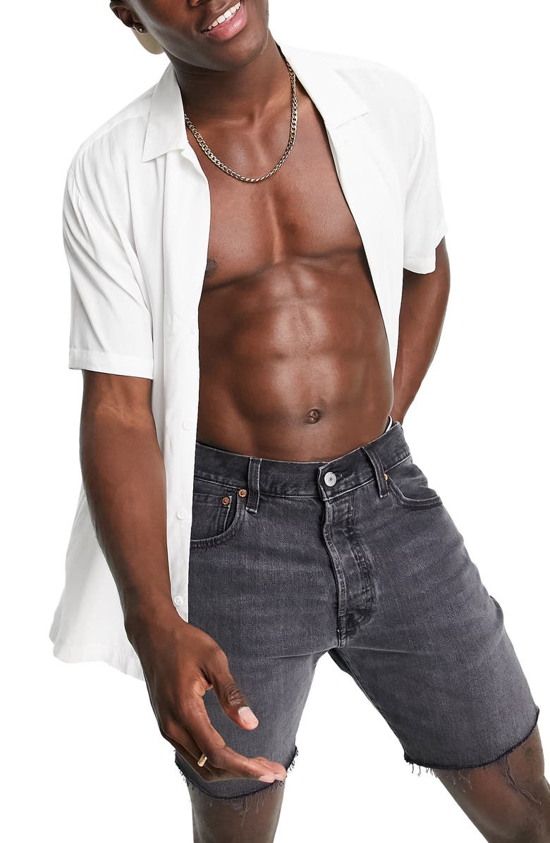 Topman Deep V Button-Up Shirt, Main, color, White