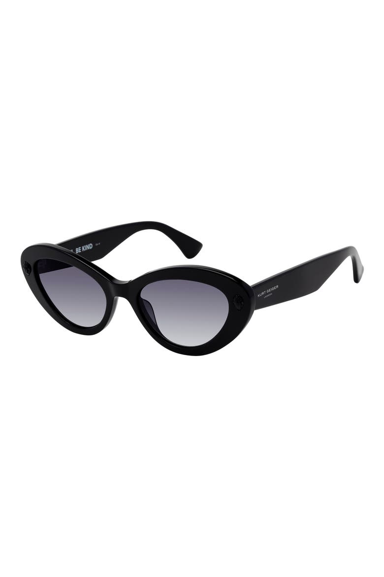 52mm Cat Eye Sunglasses, Alternate, color, BLACK/ SMOKE GRADIENT