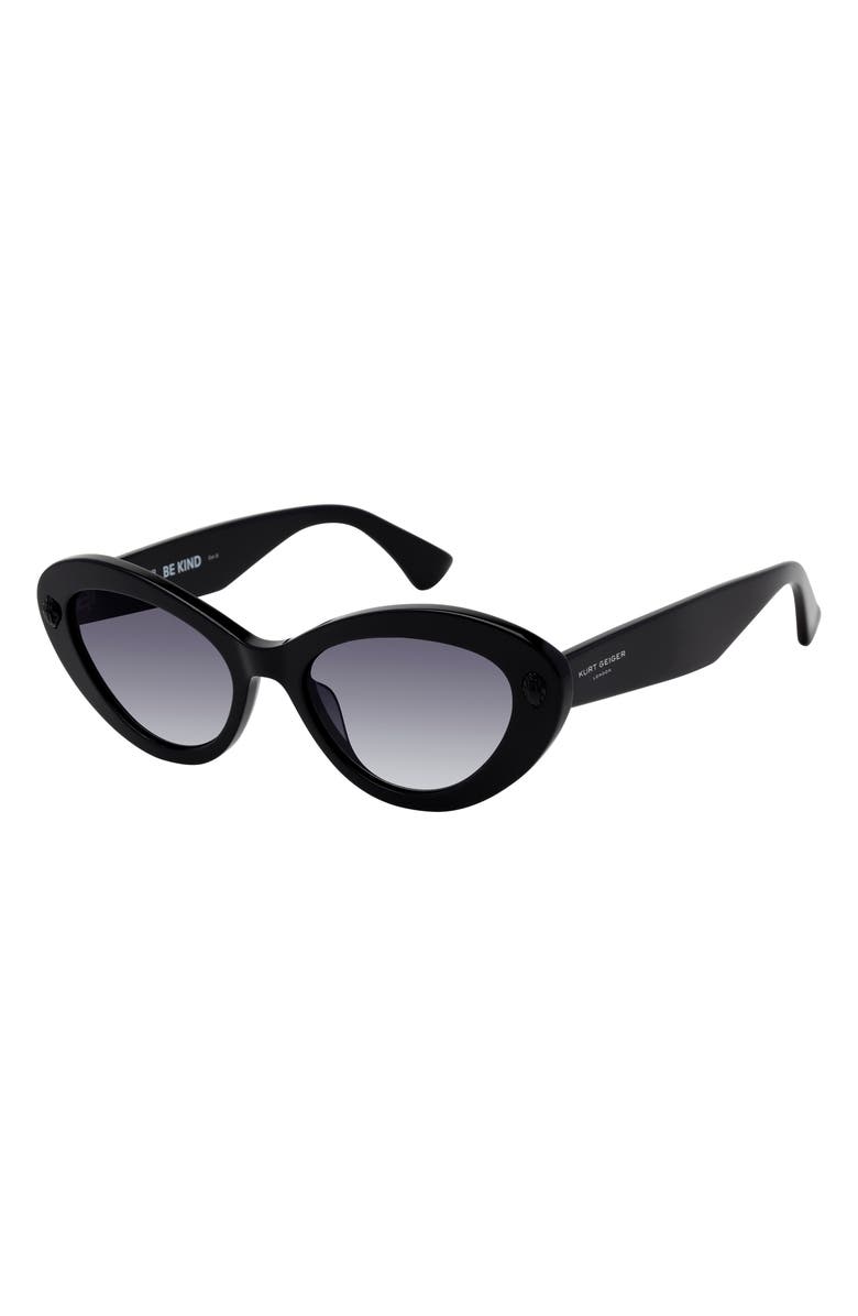 Kurt Geiger London 52mm Cat Eye Sunglasses, Alternate, color, Black/ Smoke Gradient