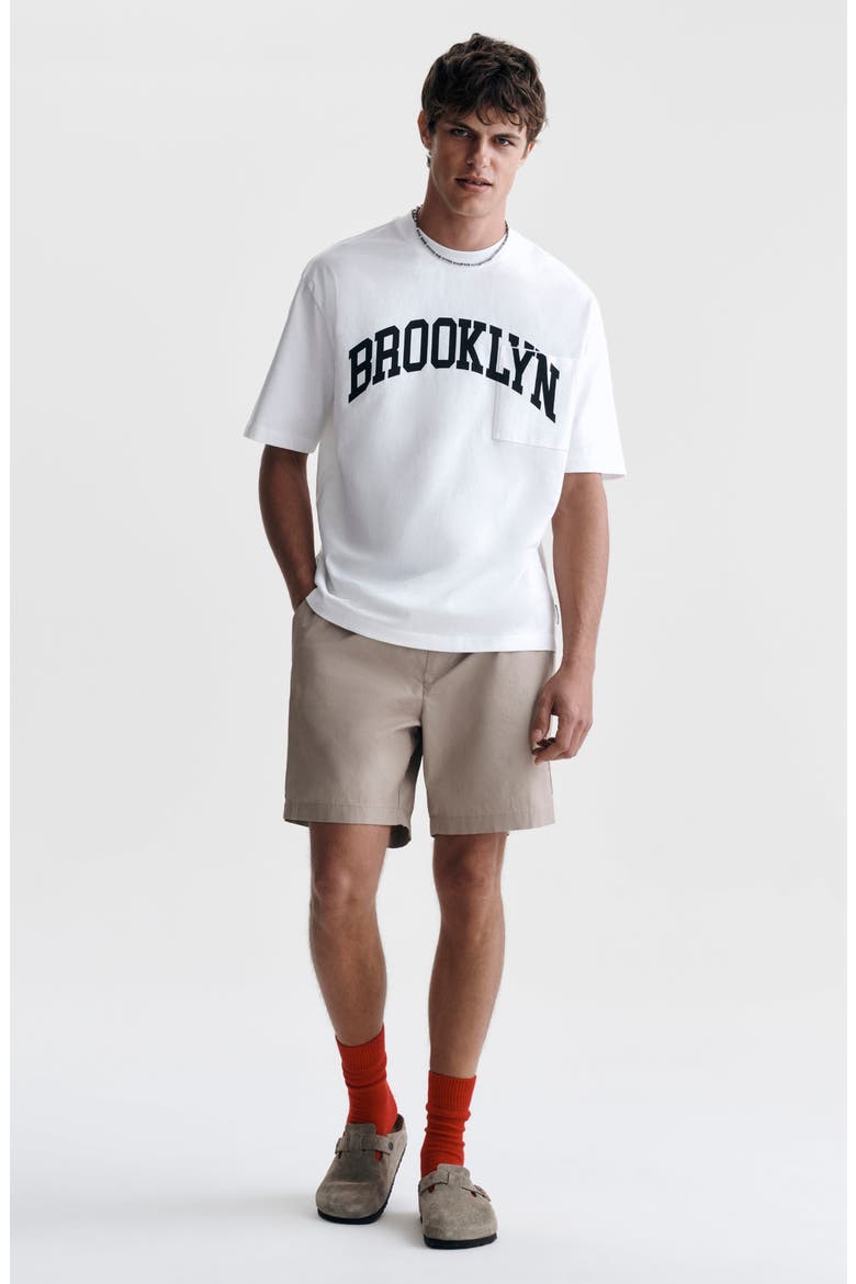 Loose Fit Collegiate Logo Cotton Graphic T-Shirt, Alternate, color, WHITE