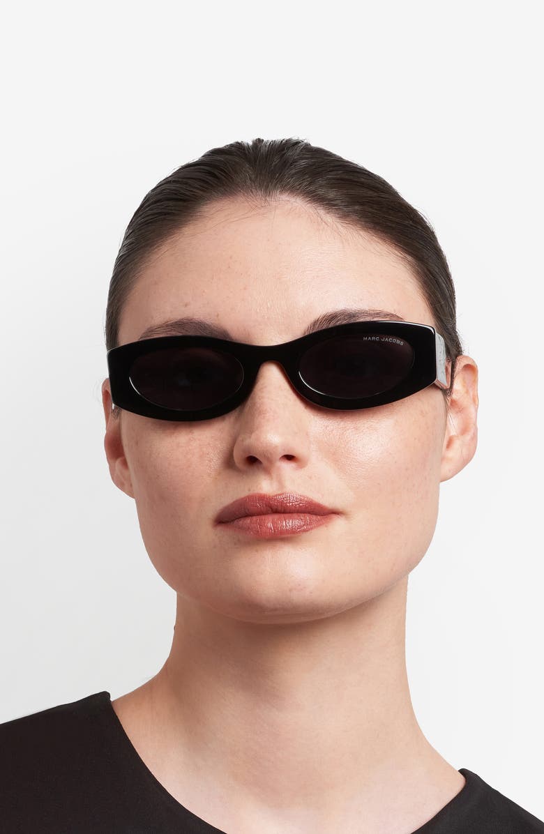 Marc Jacobs 51mm Oval Sunglasses, Alternate, color, Black/ Grey