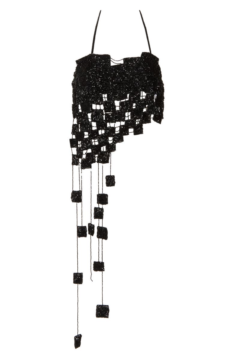 Cult Gaia Margaux Asymmetric Beaded Silk Top, Alternate, color, 