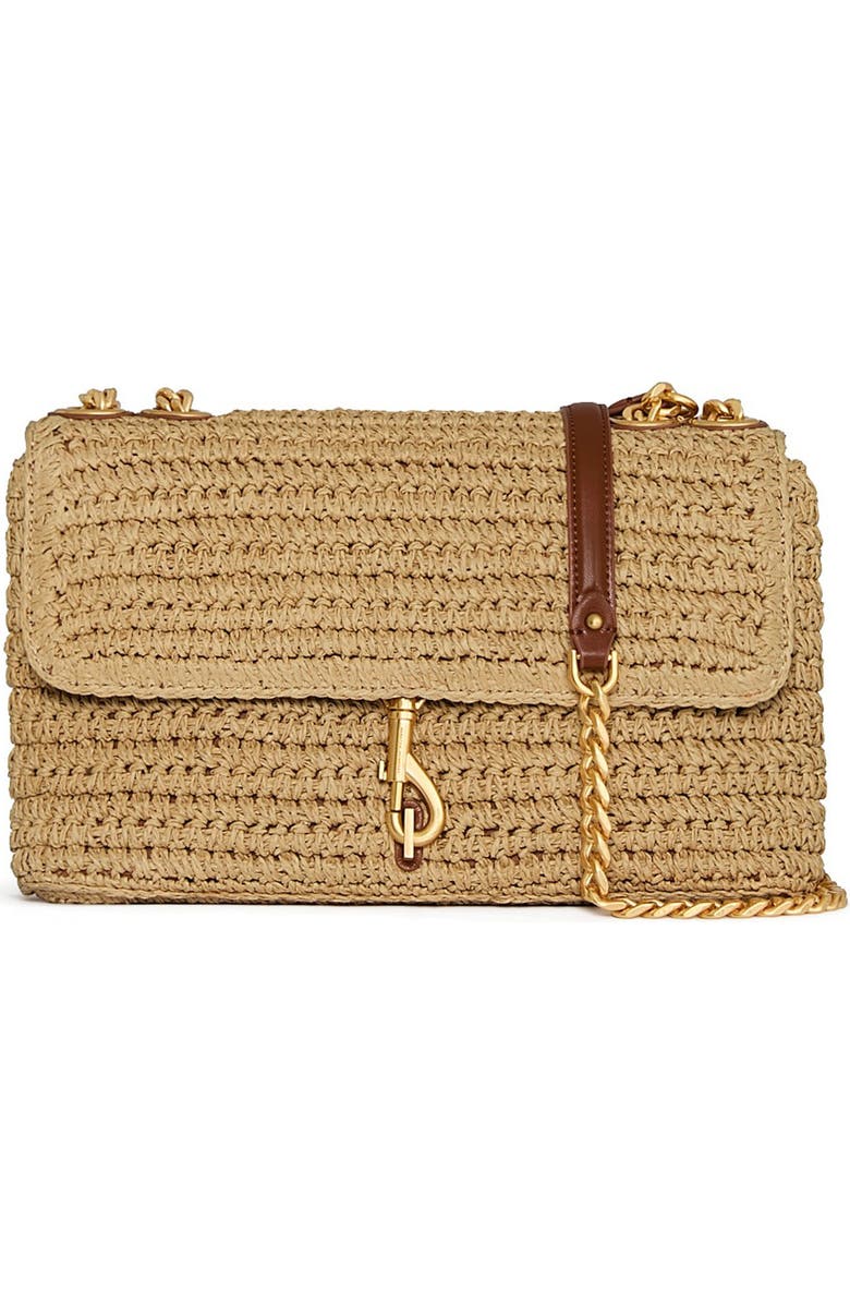 Rebecca Minkoff Medium Edie Straw Crossbody Bag, Main, color, Natural/ Tawny