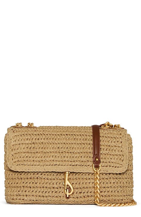 Medium Edie Straw Crossbody Bag