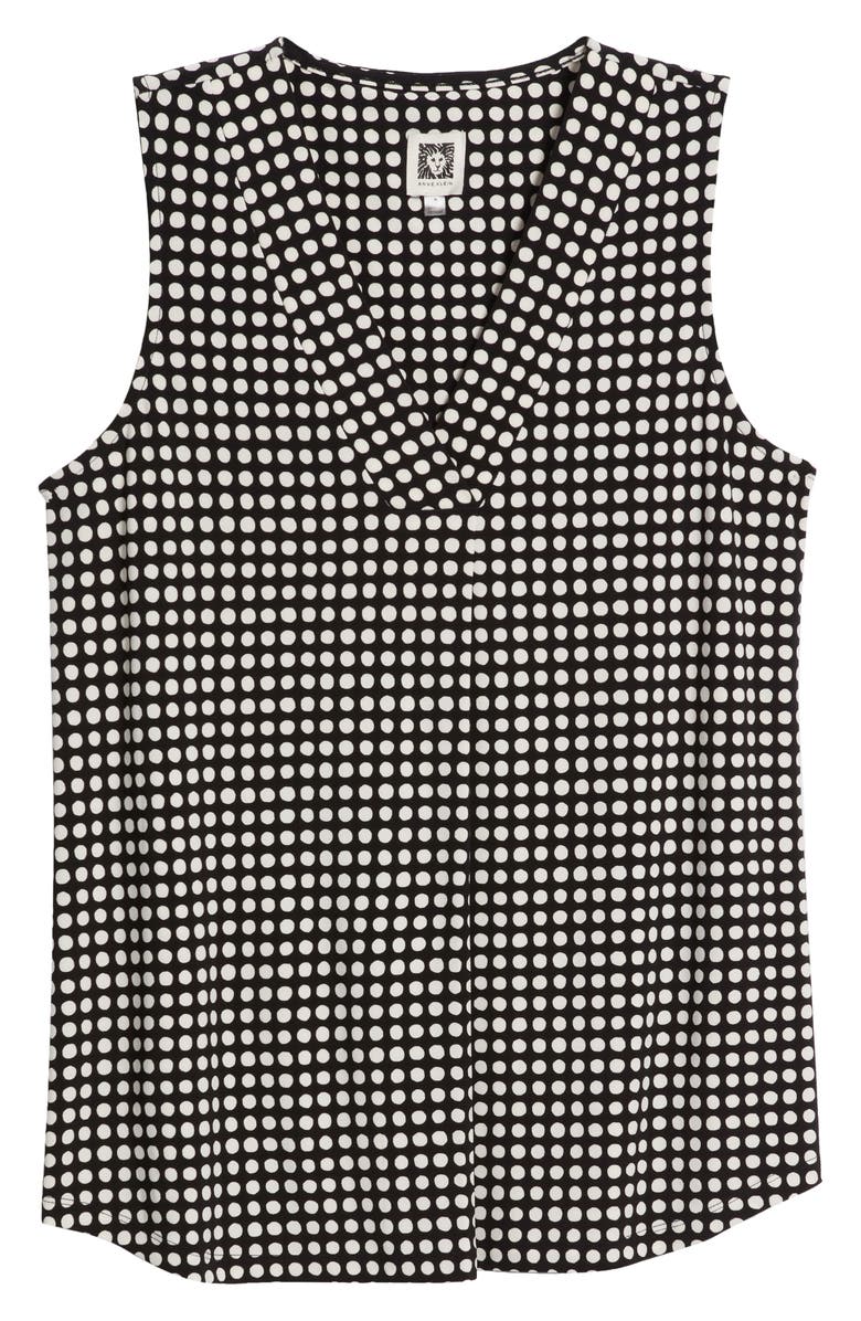 Anne Klein Polka Dot Pleat Front Shell, Alternate, color, Anne Black/ White
