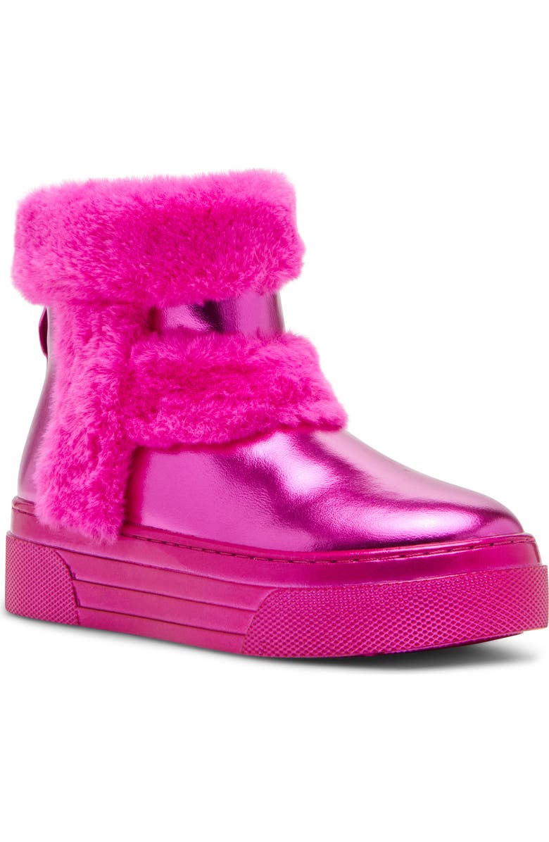 Steve Madden Kids' JBuunny Faux Fur Trim Metallic Boot, Main, color,
