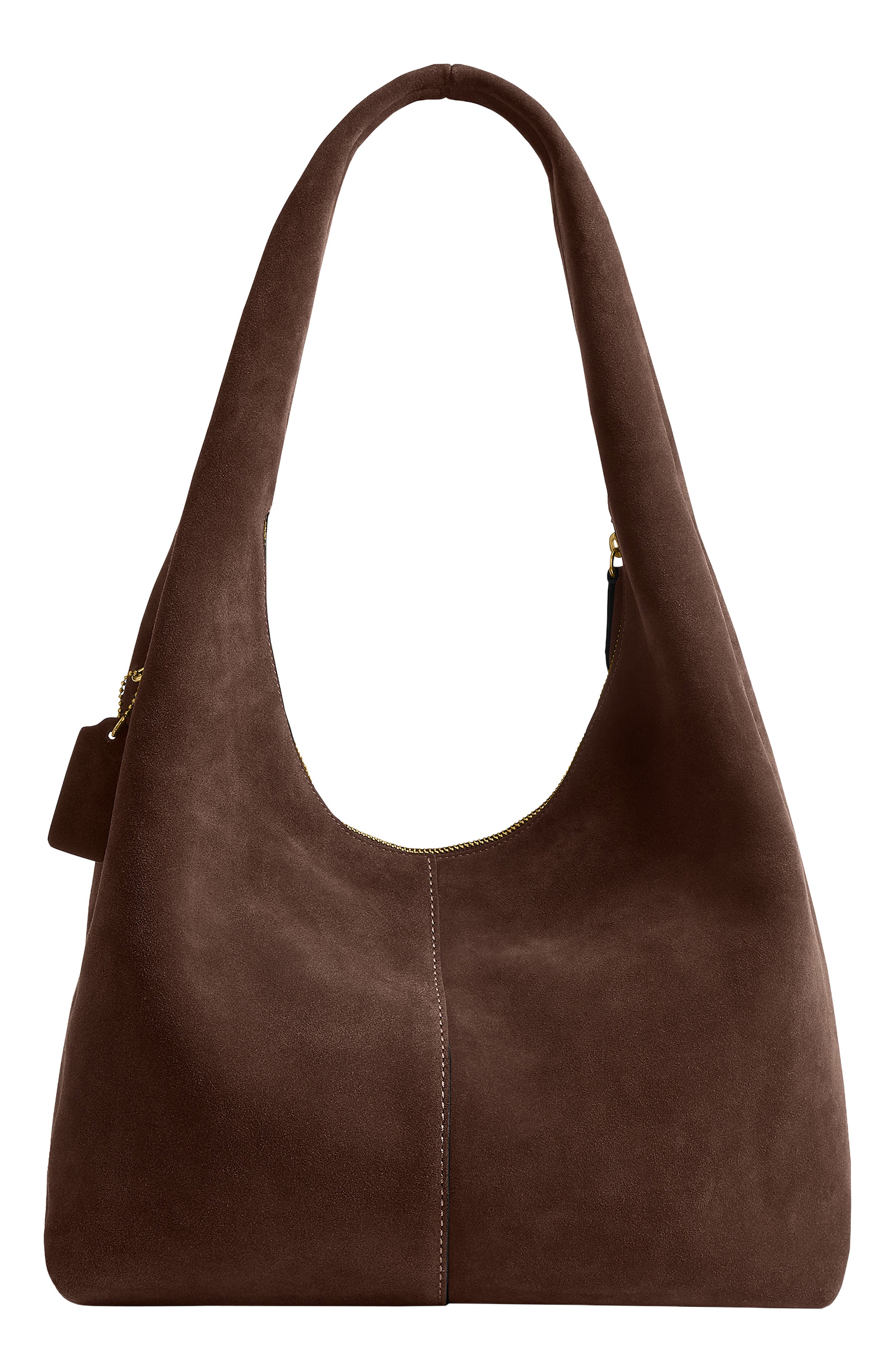 Pillow Brooklyn 34 Suede Shoulder Bag, Alternate, color, B4/ DARK CHOCOLATE