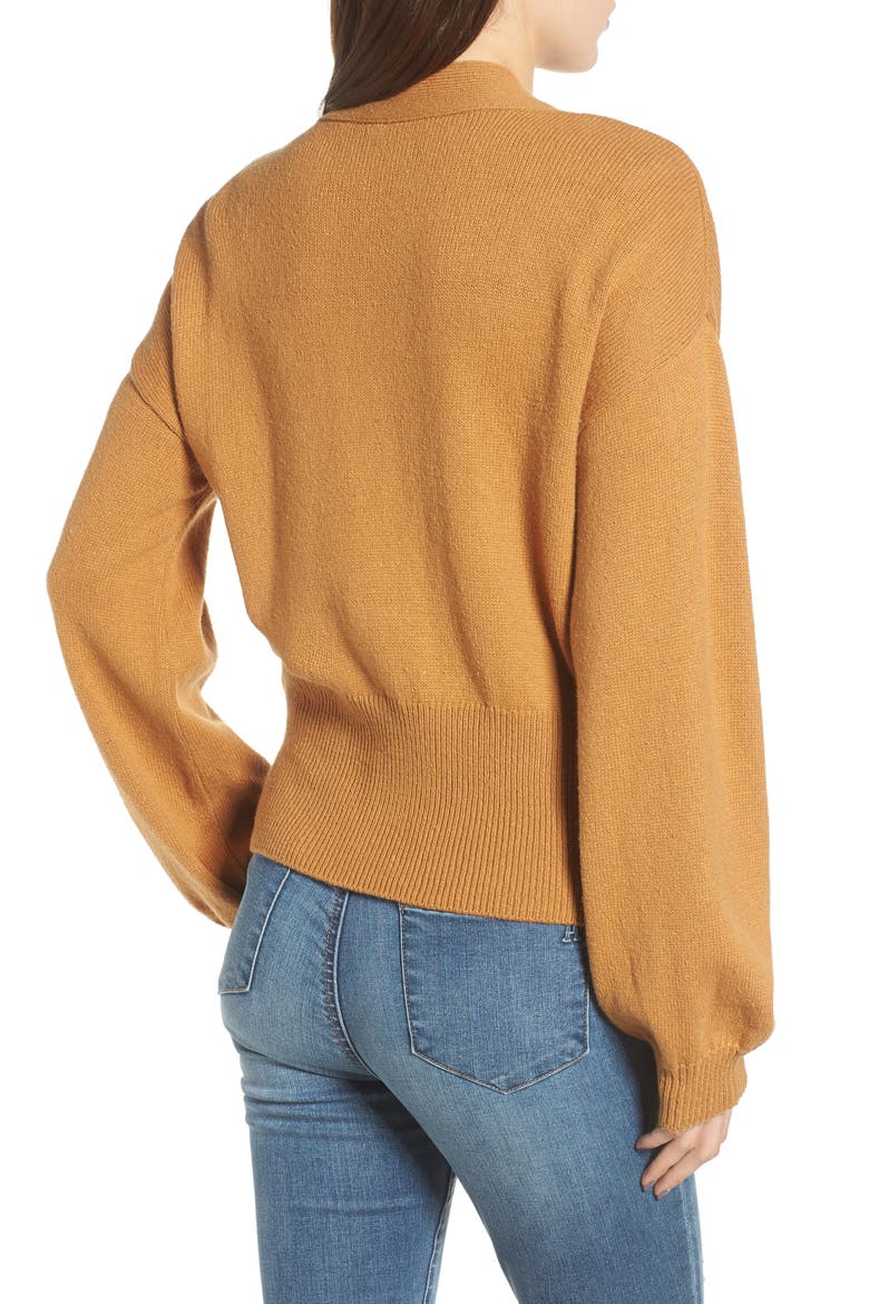 Shrunken Boyfriend Cardigan, Alternate, color, BROWN CATTAIL