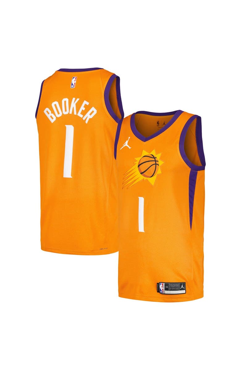 Jordan Brand Men's Jordan Brand Devin Booker Orange Phoenix Suns Swingman Player Jersey - Statement Edition, Main, color, 