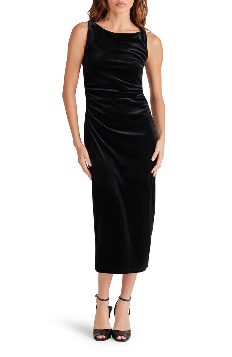 Steve Madden Cowl Neck Sleeveless Velvet Midi Dress, Main, color,