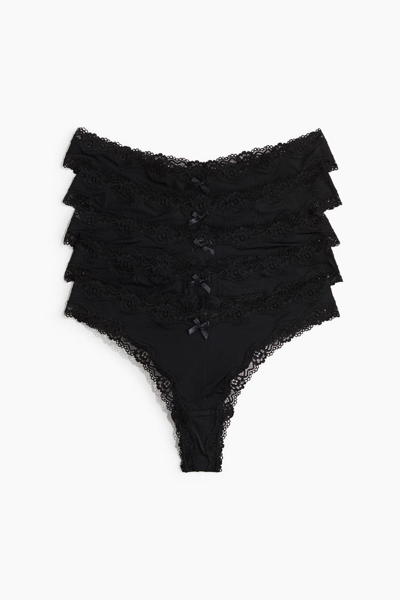 5-pack Microfiber And Lace Brazilian Briefs, Main, color, Black