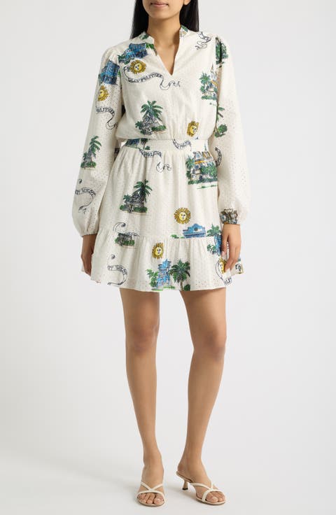 Axton Eyelet Long Sleeve Minidress