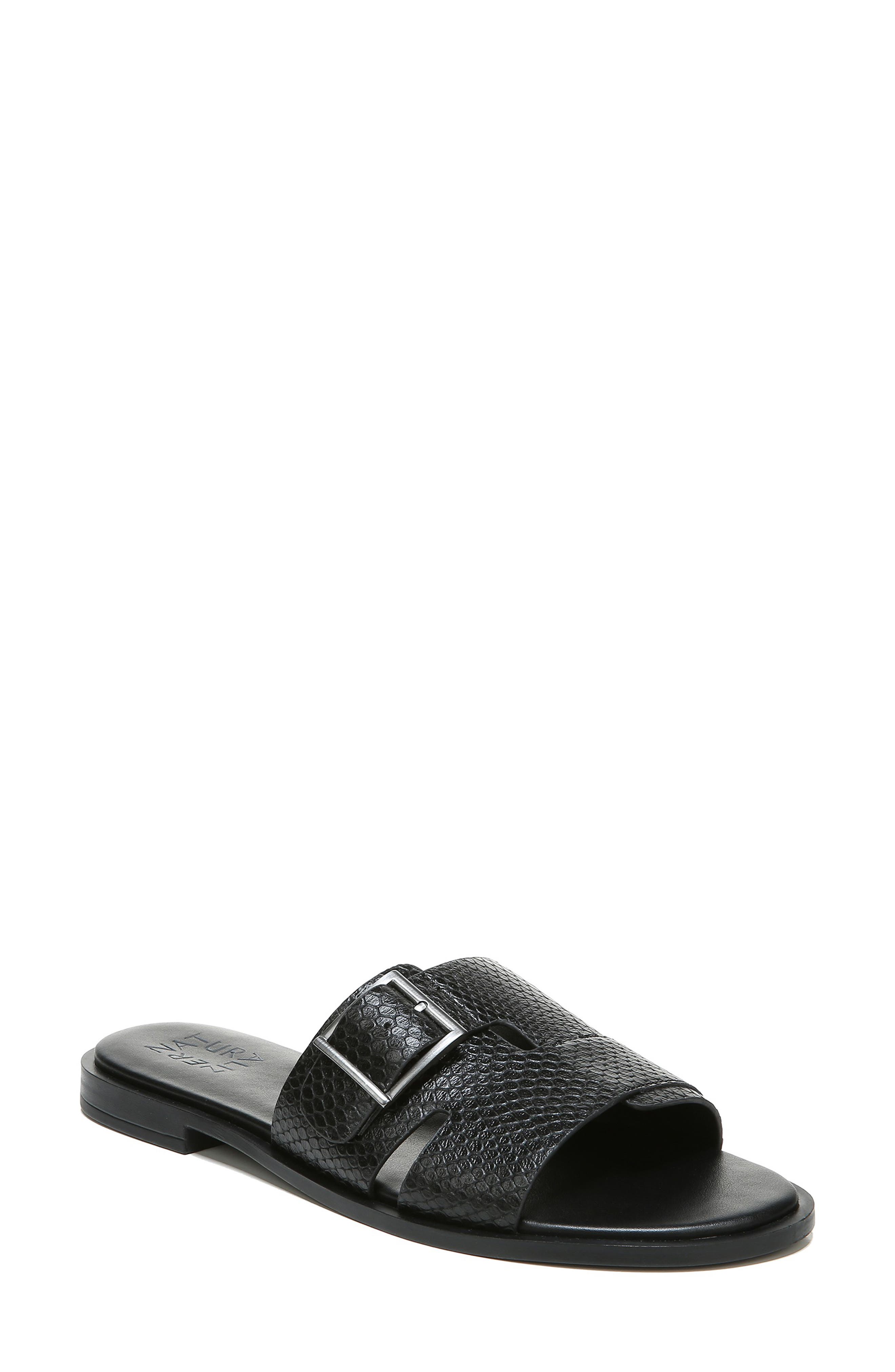 Faryn Slide Sandal, Main, color, BLACK SNAKE LEATHER