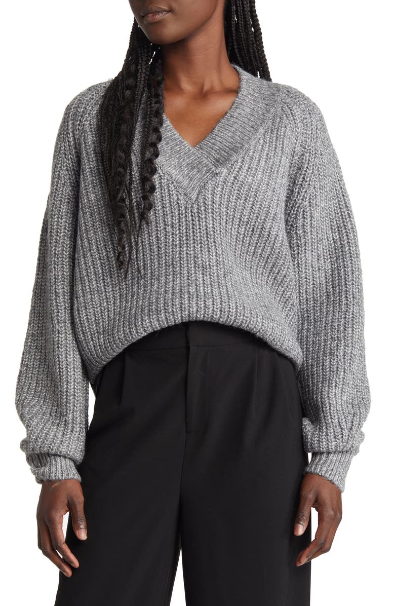 Topshop Chunky V-Neck Sweater, Main, color,