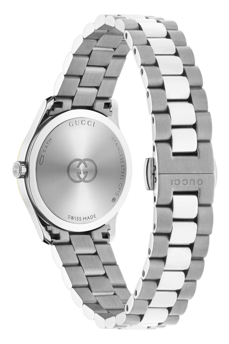 G-Timeless Diamond Bezel Slim Bracelet Watch, 29mm, Alternate, color, SILVER/ GOLD