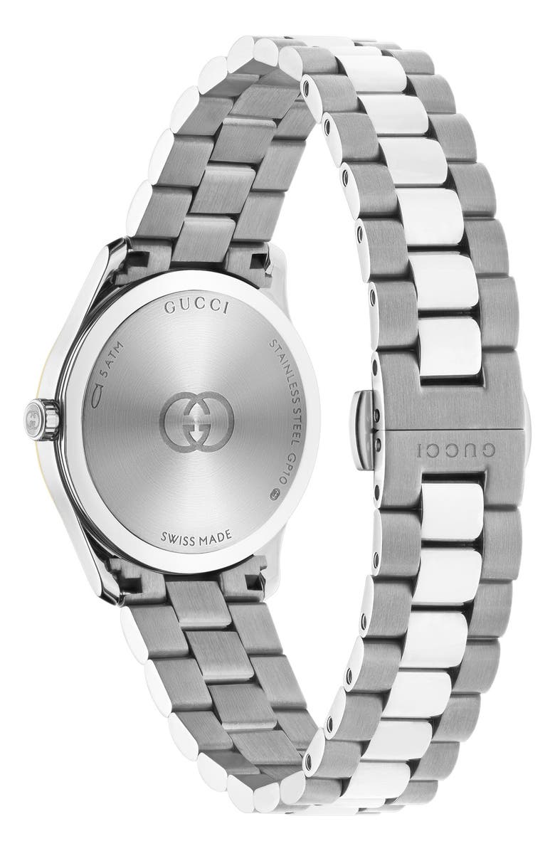 Gucci G-Timeless Diamond Bezel Slim Bracelet Watch, 29mm, Alternate, color, Silver/ Gold