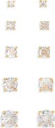 NORDSTROM RACK Assorted 5-Pack Cubic Zirconia Round Stud Earrings