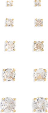 NORDSTROM RACK Assorted 5-Pack Cubic Zirconia Round Stud Earrings