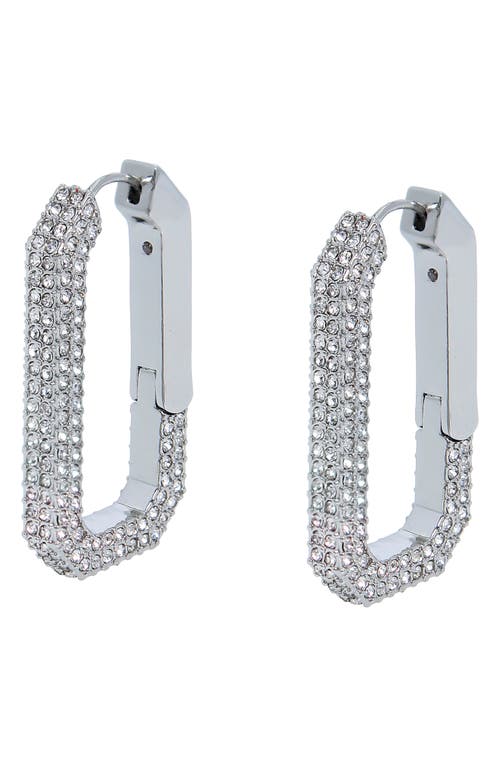 Allsaints Pavé Crystal Geometric Link Hoop Earrings In Metallic