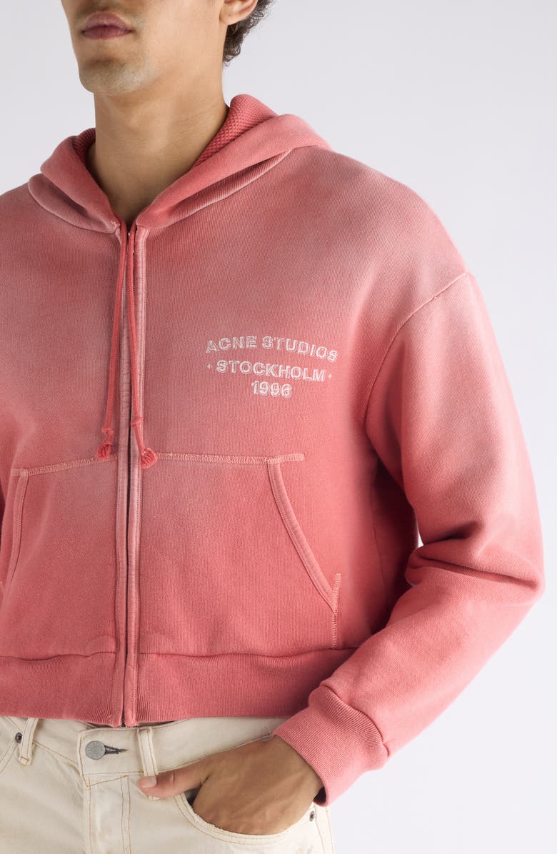 Acne Studios Feida U Sunkissed Crop Zip-Up Hoodie, Alternate, color, Red