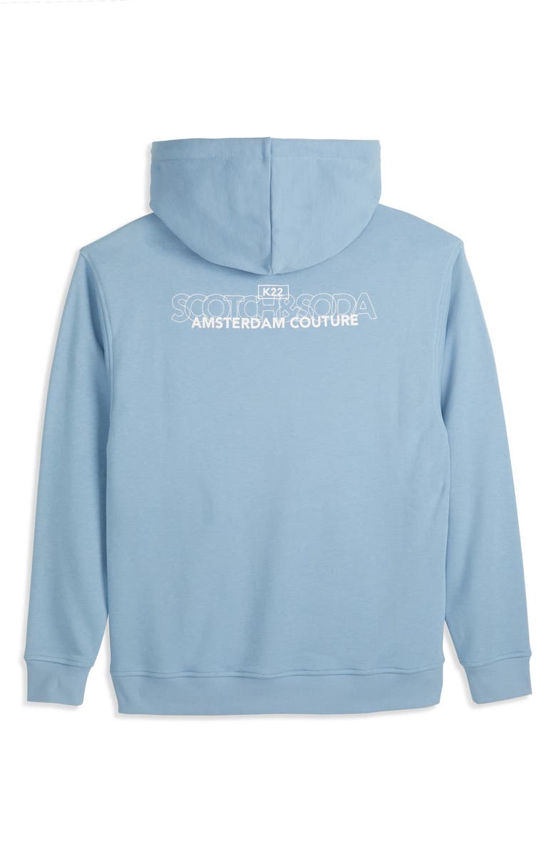 Scotch & Soda Relaxed Fit Fleece Graphic Hoodie, Alternate, color, Faded Denim