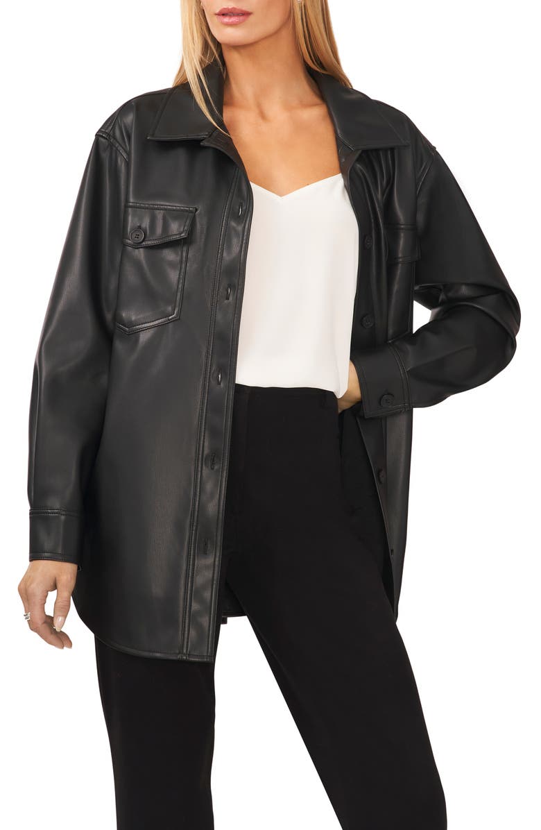 Halogen<sup>®</sup> Faux Leather Shirt Jacket, Main, color,