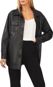 Halogen® Faux Leather Shirt Jacket