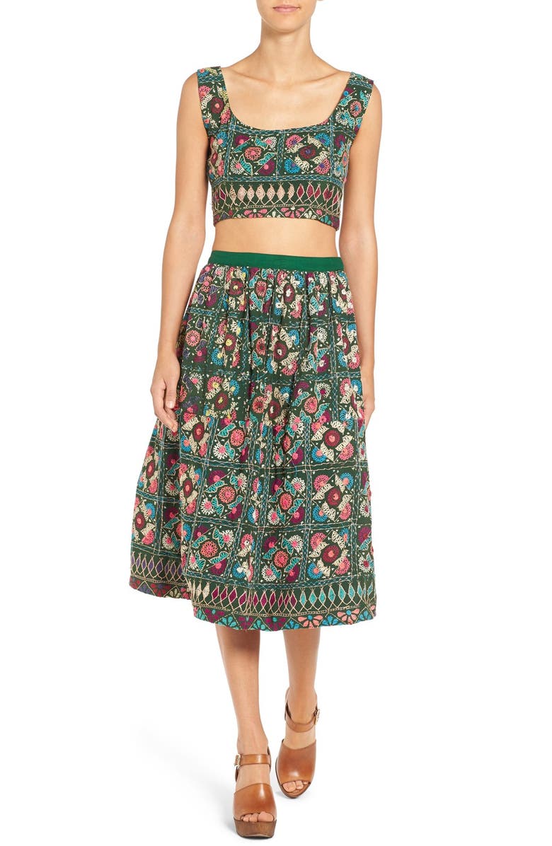 All Things Mochi Jaipur Print Crop Top & Midi Skirt Set, Alternate, color, 