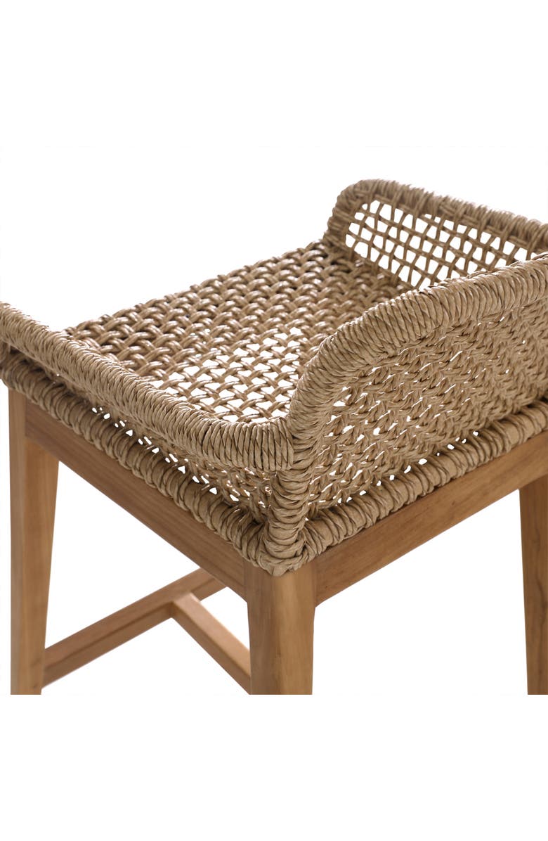 Dovetail Furniture Fiona Teak Wood & Woven Outdoor Bar Stool, Alternate, color, Natural