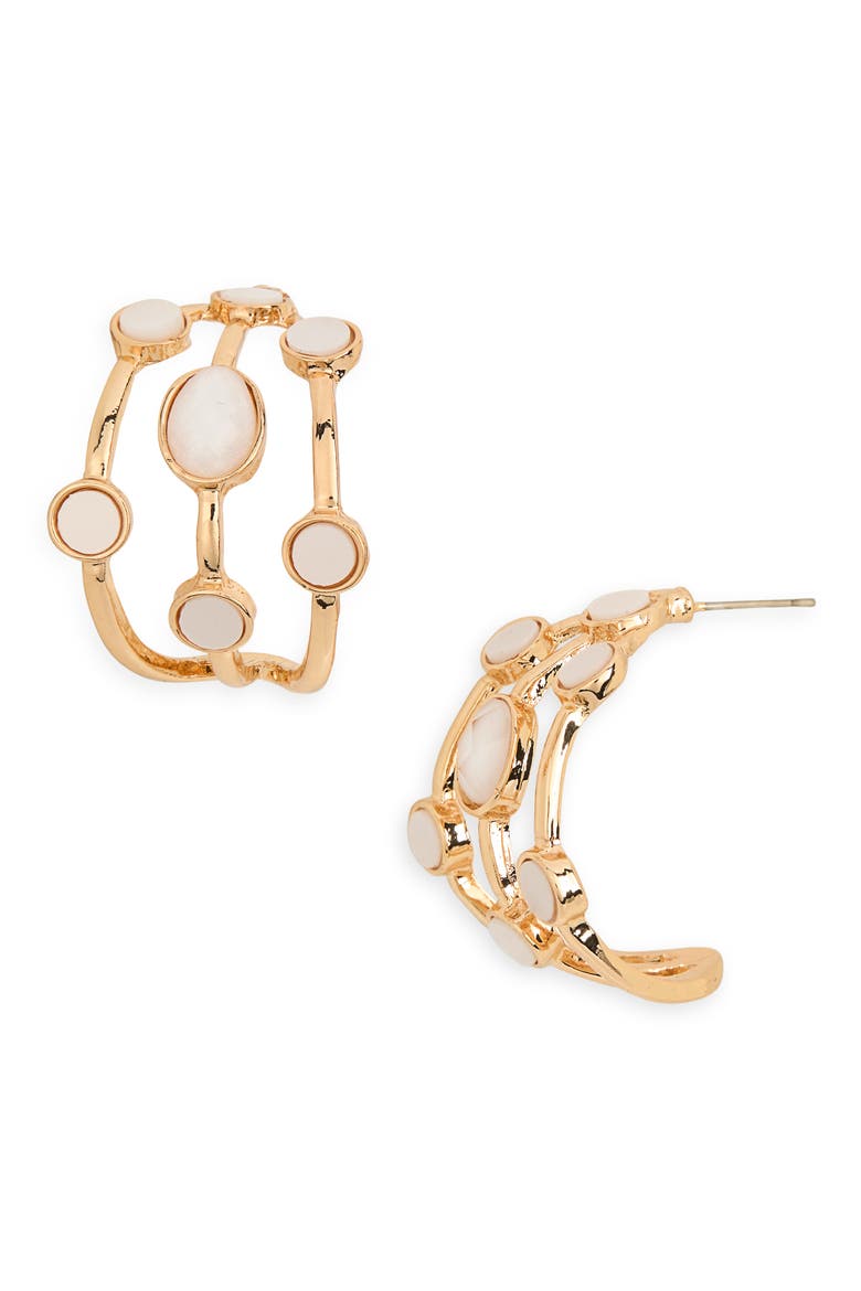 Triple Row Hoop Earrings, Main, color, GOLD