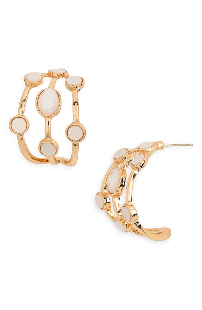 Cara Triple Row Hoop Earrings, Main, color, Gold