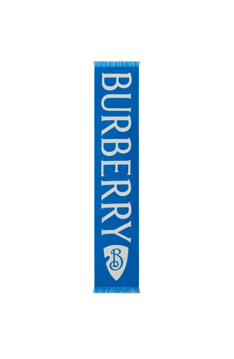 Burberry Logo Wool Scarf, Alternate, color, Knight