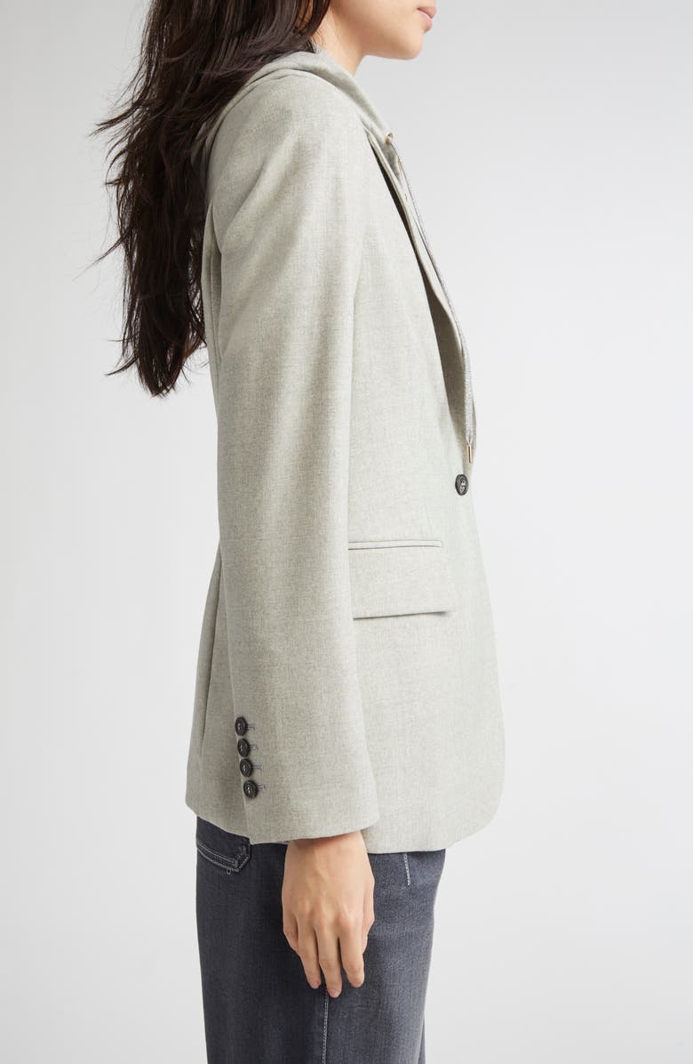 Eleventy Stretch Wool Blazer with Removable Hooded Bib, Alternate, color, Light Gray Melange