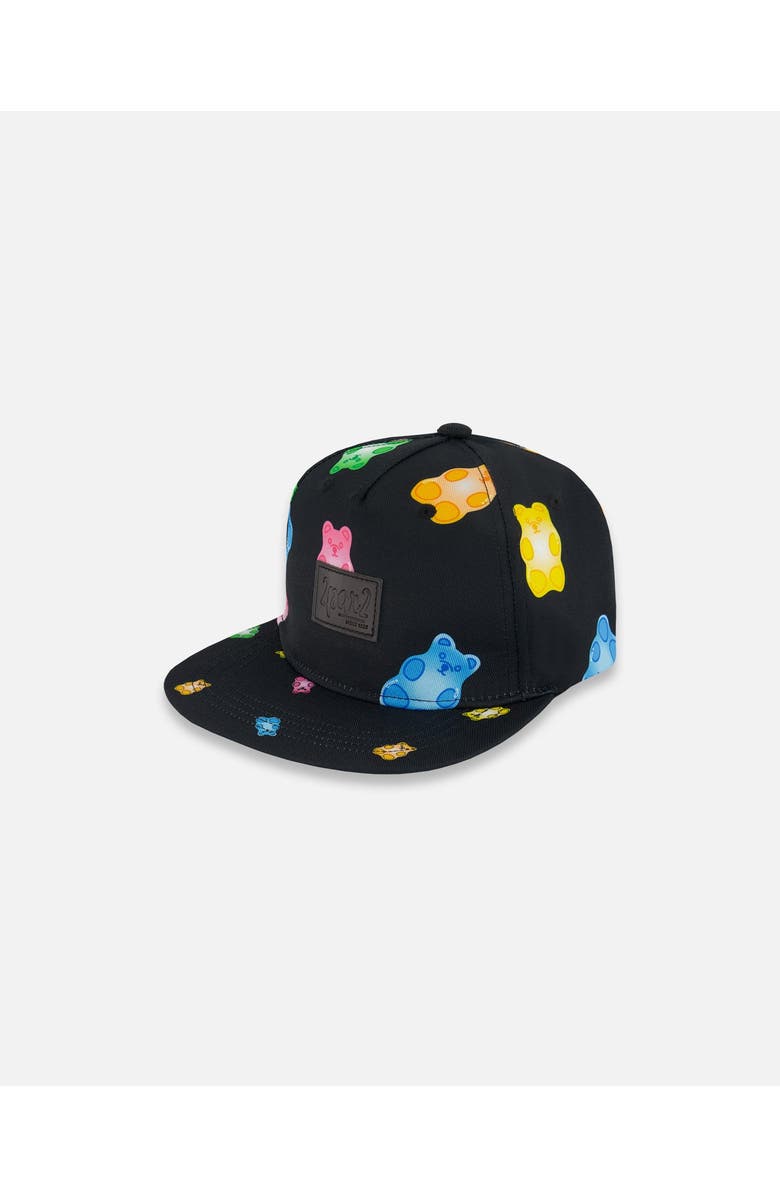Deux par Deux Girl's Printed Cap Black And Multicolored Gummies, Main, color, Black And Multicolored Gummies